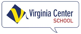 Virginia Center School — logo com balão e beca azul e amarela